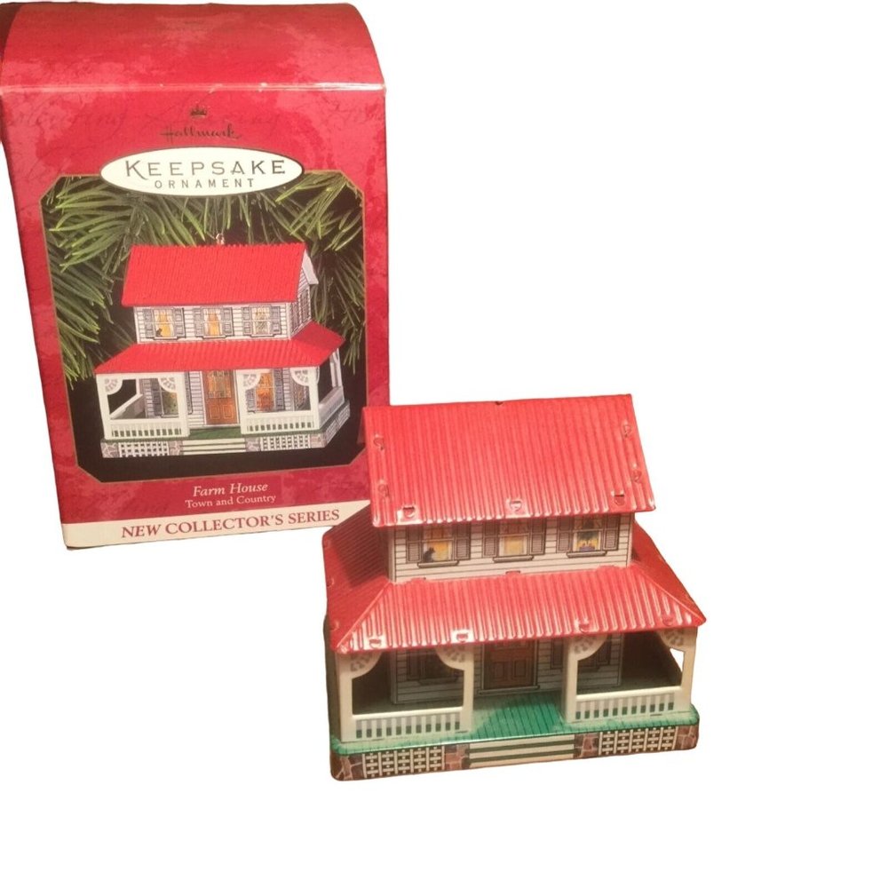 Hallmark "Farm House" Town and Country Keepsake Ornament 1999. - Pressed Tin